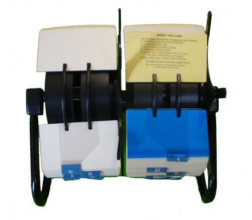 Rolodex File System 4035X Black Metal Stand 4035 Double Wheel Dual Business Card