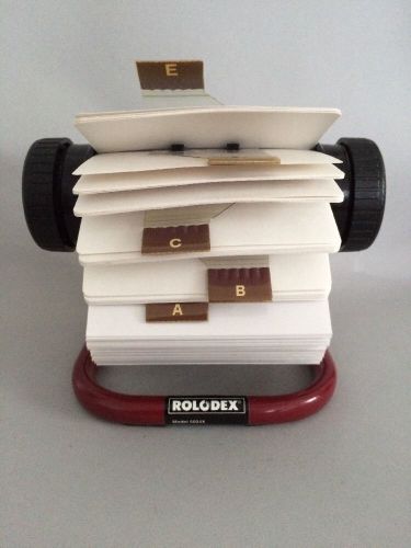 Vintage Rolodex 5024X Red FLIP Rolling Business Card File Made in USA!