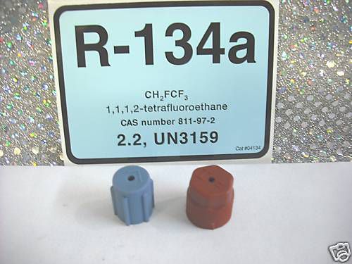 R134a, Automotive A/C Service Port Cap SET,  HIGH &amp; LOW SIDE, RED &amp; BLUE