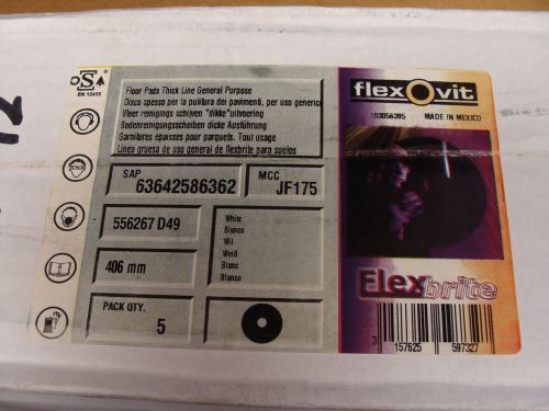 FLEXOVIT Standard 16-inch Diameter Polishing Floor Pads, White (set of 5)