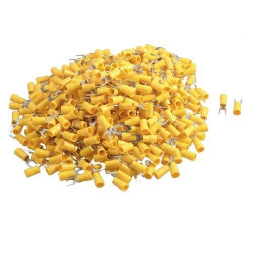Gino 500 pcs sv5.5-5 awg 12-10 yellow pre insulated fork terminals connector for sale