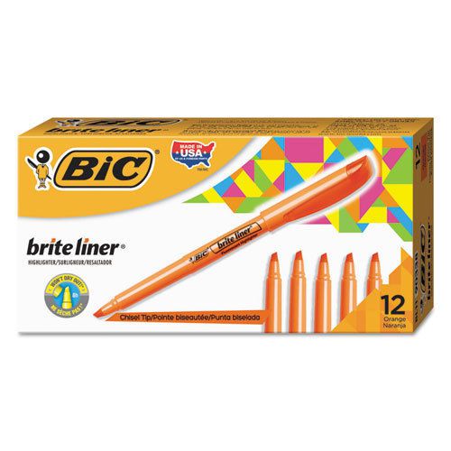 Brite Liner Highlighter, Chisel Tip, Fluorescent Orange, Dozen