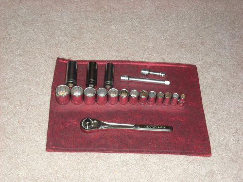 Used Craftsman 1/2&#034; Drive, Quick Release Ratchet, 16 Sockets and 2 Extensions