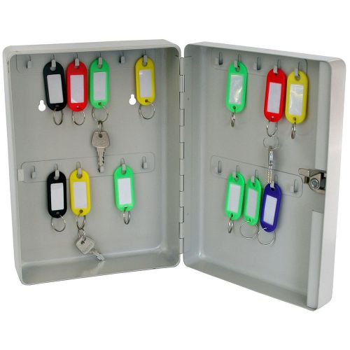 22 Hooks Wall Mountable Sturdy Metal Key Keyring Safe Box Caddy/Organiser/Tags