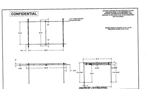 Gorbel 250 Pound Floor Supported,Crane ,15&#039; bridge,23&#039; runway,10&#039; under bridge