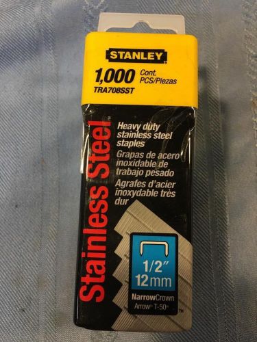 Stanley staples 1000 ct 1/2&#034; 12mm  narrow crown Tra708sst lot of 2 stainless