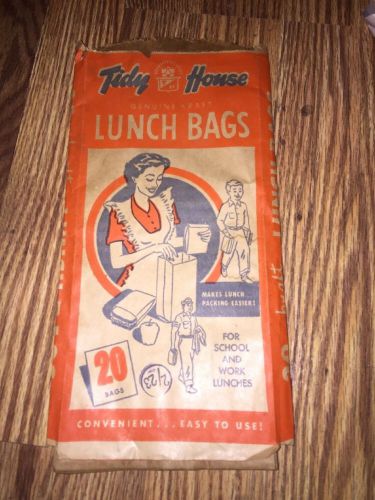 ~* Vintage Tidy House Genuine Kraft Lunch Bags Brown Paper Sack