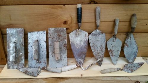 Masonry Hand Tools Lot of 10 Various Trowels Various Ages Concrete Cement Brick