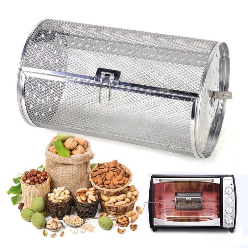 Silver Drum Oven Roaster Coffee Beans Peanut Basket BBQ Grill Rotisserie Grill *