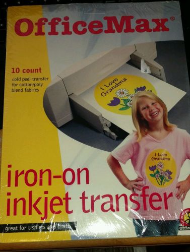 OfficeMax iron-on inkjet transfers 10 pack &#034;NIP&#034;