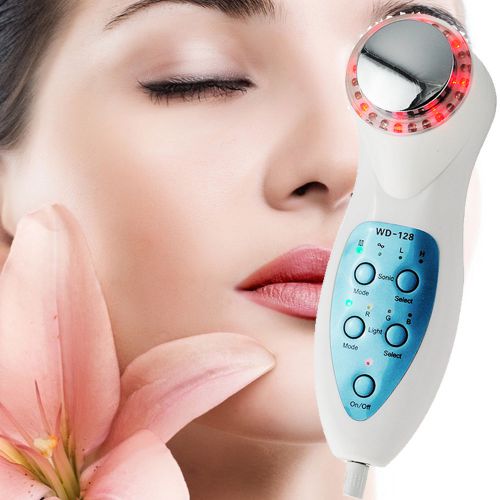 Anti-Age Color 3MH Led Photon Ultrasonic Ultrasound Facial Skin Care Therapy Hot