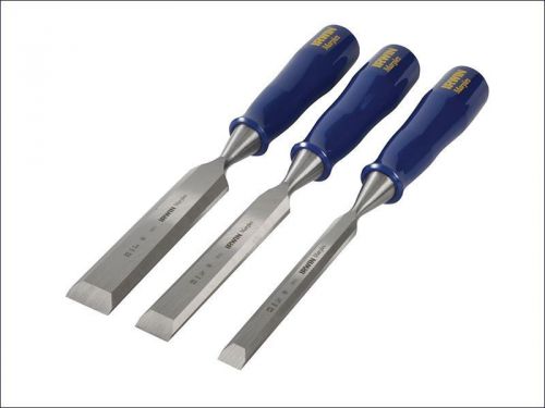 Irwin marples - m444 bevel edge chisel blue chip handle set 3: 12, 18 &amp; 25mm for sale