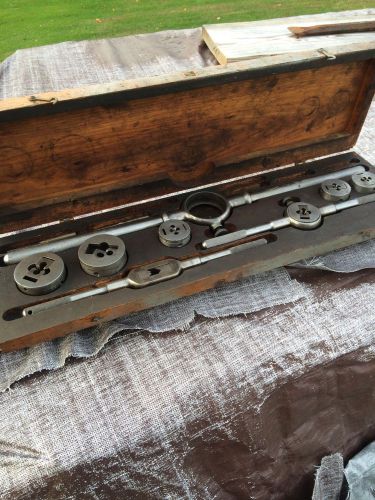 Wells brothers little giant screw plate tap and die vintage antique set wooden for sale