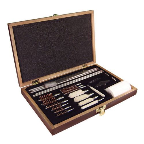 Deluxe gun cleaning kit, 27 piece w/wood case for sale