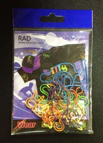 Set of 60 multi-colored &#034;rad&#034; paper cllips silly clipz for sale
