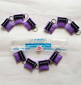 100 purple cpr mask with keychain face shield key aed key chain disposable mask for sale