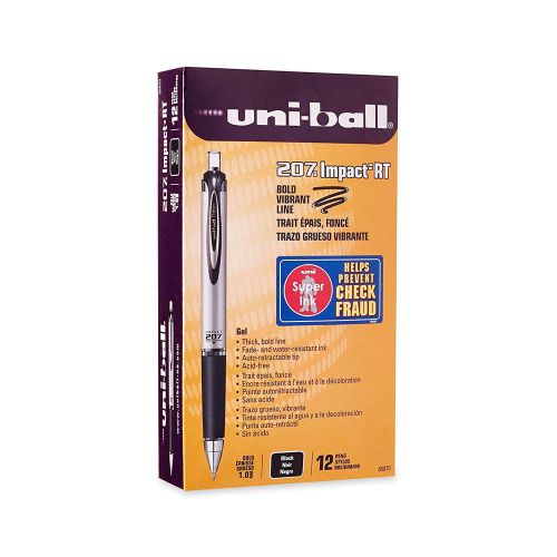 Uni-Ball 207 Impact Retractable Gel Pen, Bold Point, Black Ink Pens, 12-Count