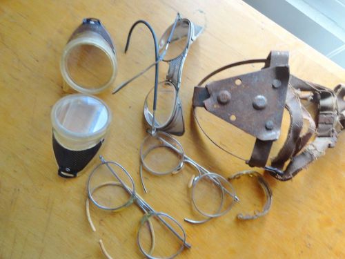 Antique lot safety items glasses goggles (1) metal shoe for sale