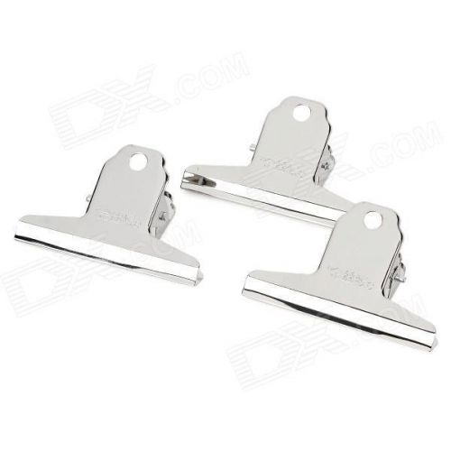 Stainless steel paper file / bill clips / clamps - silver (3 pcs) for sale