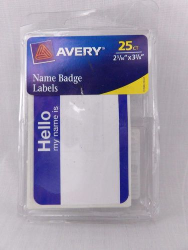 Avery 6175 2 3/16&#034; x 3 3/8&#034; Hello My Name is Badge Labels 25 Count Blue