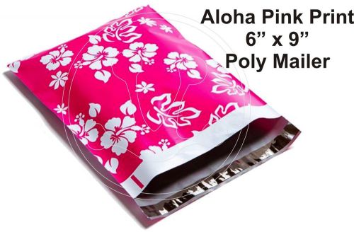 (60) pink hawaiian print 6 x 9 flat poly mailers shipping package envelopes bags for sale