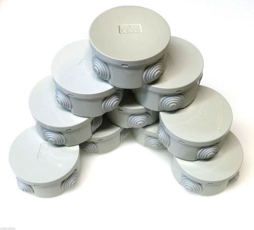 3xSmall Round Electric Junction Box &amp; Grommets Waterproof to IP56 80 x 40mm