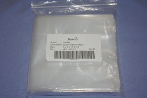 Bauxko 6 x 3 x 12 gusseted poly bags 2 mil clear 25 pack (xpb1547-25) for sale