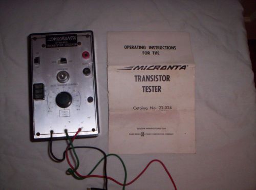 Vintage Micronta Transistor Tester No. 22-024 Tandy Corp.Radio Shack w/instruct.
