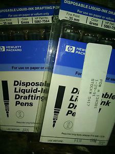 New, Sealed: Genuine HP Disposable Drafting Pens for Paper: 0.35mm Green (NOS)