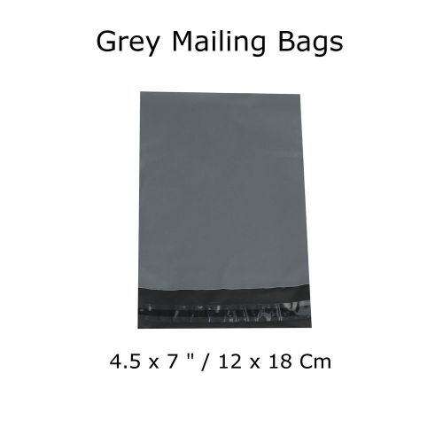100 grey mailing bags postage strong waterproof polythene mail 4.5 x 7 &#034; inch for sale