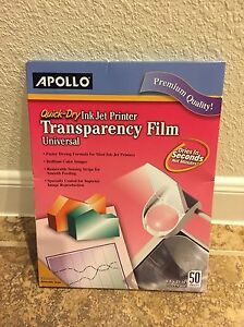 Apollo Color Inkjet QuickDry Transparency Film w/Removable Stripe Letter Clear