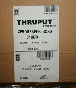 Thruput Xerographic 20lb Bond 17&#034; x 650ft x 3&#034; Core Paper Roll