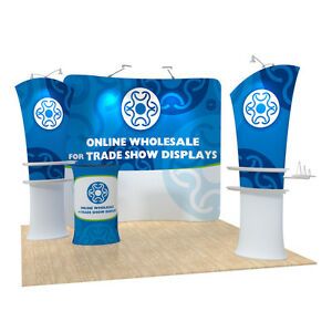 10ft Curved Pop up Heat Transfer Fabric Tension Display Backwall with Graphic