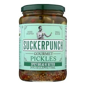 Suckerpunch Spicy Bread N&#039; Better Gourmet Pickles - Case of 6 - 24 FZ