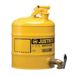 JUSTRITE 7150250 Type I Safety Can,5 gal,Ylw,16-7/8In H