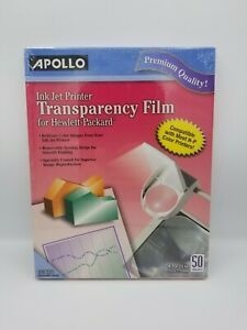 Apollo Inkjet Printer Transparency Film for Hewlett-Packard 50 Sheets 8.5x11 New