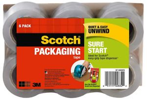 Scotch Sure Start Shipping Packaging Tape,1.88 x 900&#034;, 6 Pack