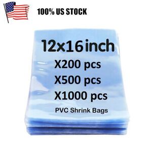 X500 12&#034;X16&#034; Clear Heat Shrink Wrap Bags PVC Film Gifts Bottles Candles Packing