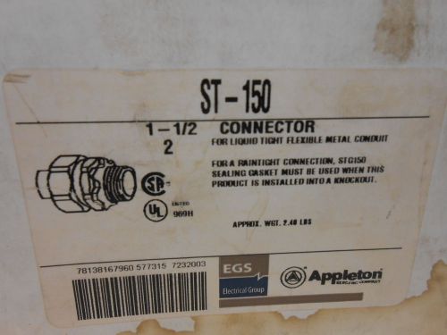 2 NIB  APPLETON ST-150 ST150 1-1/2&#034; LIQUIDTIGHT CONNECTOR STRAIGHT BOX OF 2