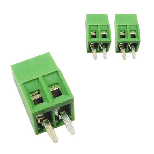 2 pcs 2.54mm pitch 150v 6a 2p poles pcb screw terminal block connector green for sale