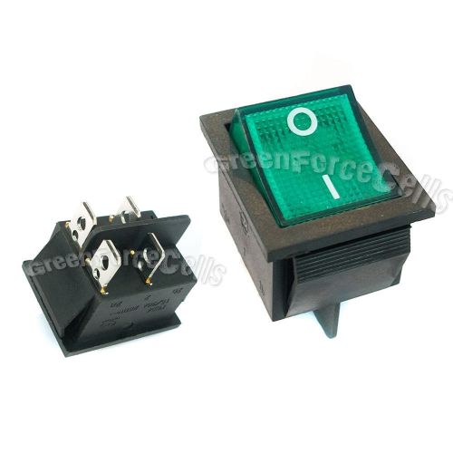 20 x green button 4 pin dpst on/off illuminated car rocker switch ac 250v 15/30a for sale