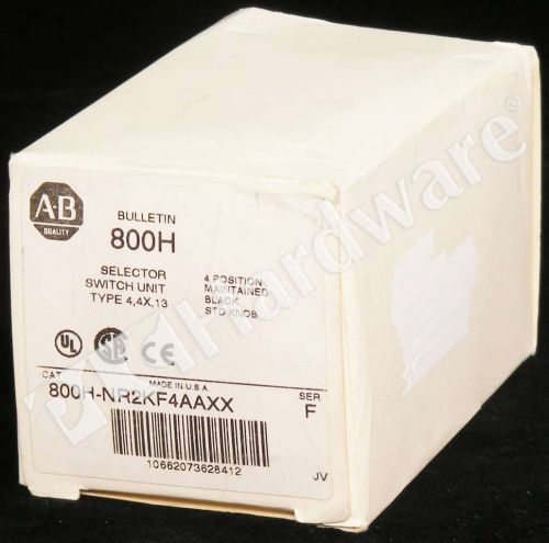 New Allen Bradley 800H-NR2KF4AAXX /F 30.5mm 4-Pos Selector Switch White