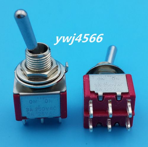 2pcs ac 125v 5a spdt 6pin on/on 2 position miniature toggle switch good quality for sale