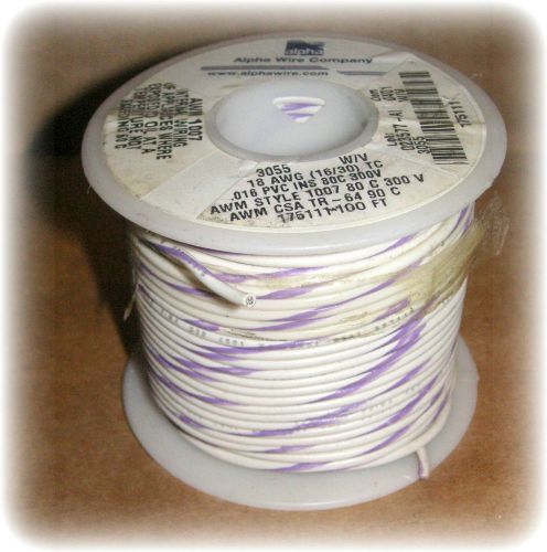 Wire, Hook-Up, 18 AWG (16/30), PVC, White / Violet, 100&#039; (Alpha #3055WV005)(New)