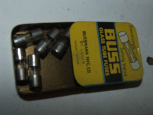 BUSS GLASS TUBE FUSES, 5 FUSES IN 1 TIN: AGA - 6 Amps; Fast Shipping