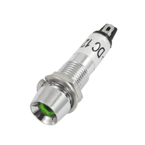Green 8mm DC12V Panel Indicator Power Signal LED Light Metal Shell XD8-1