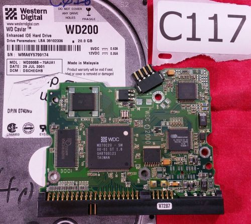 #C117 - WD200BB-75AUA1 DSCHEGHB 20GB IDE  0740NG 0000-001003-002  Hard Drive PCB