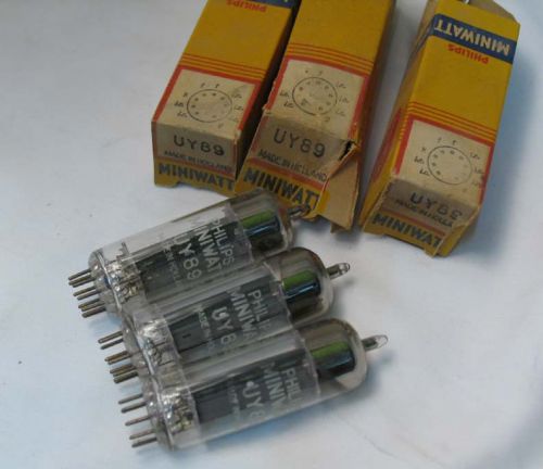 3 NOS Philips Miniwatt UY89 Rectifier Tubes Valve Radio Amp