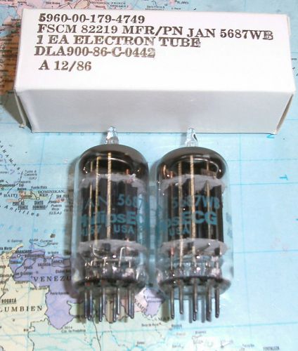 2pcs Matched balanced pair JAN Philips ECG 5687 WB blackplate tubes NOS O getter
