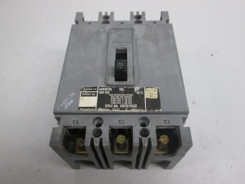 Westinghouse hfb3070l molded case 3p 70a 600v-ac circuit breaker d267324 for sale